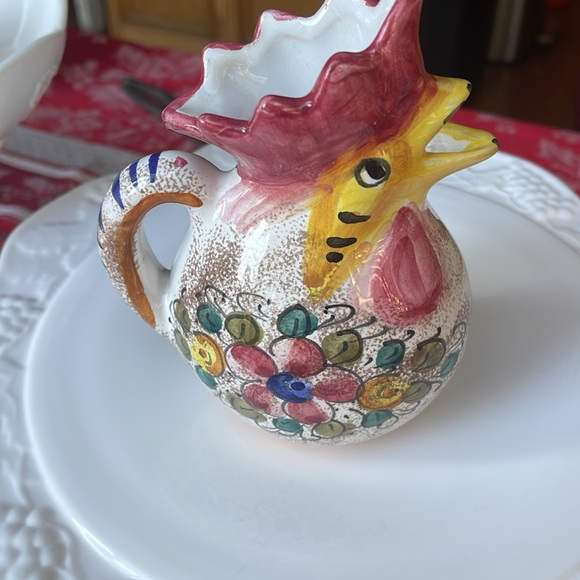 Vintage Italian Firenze Ceramic Rooster Chicken Pitcher mug - Picture 3 of 12